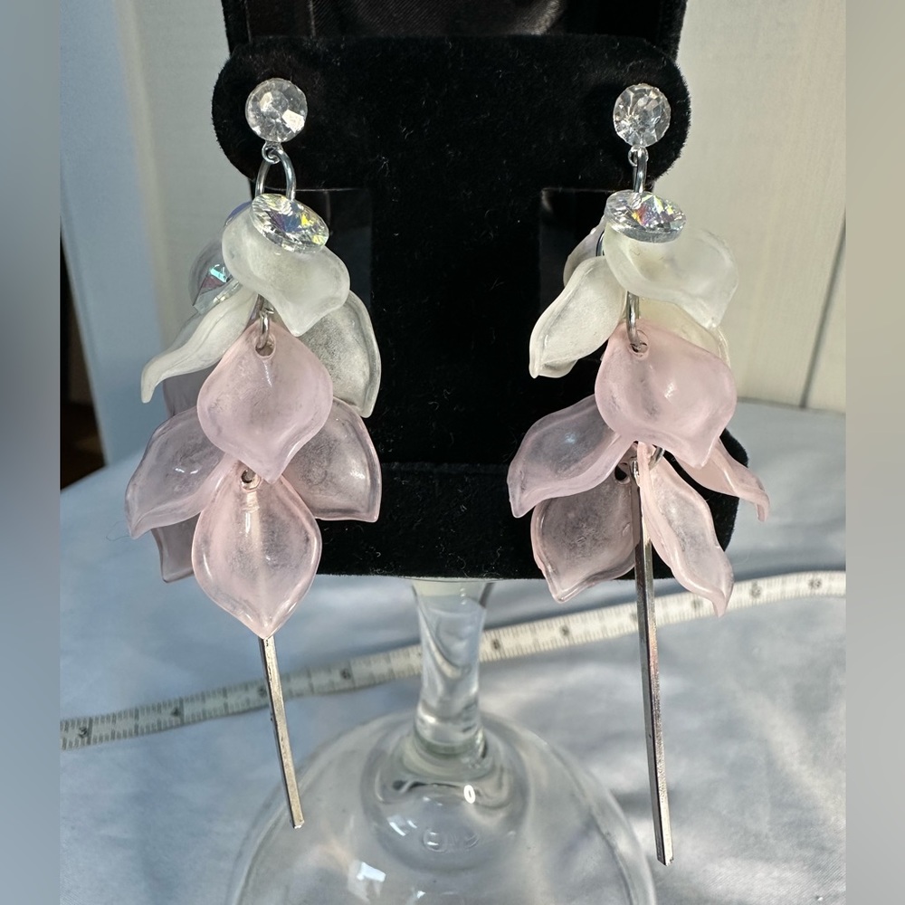 Pastel petal and rhinestone earrings